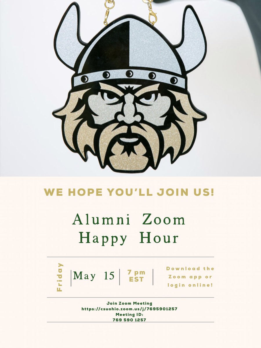 CSU_SwimDive's tweet photo. Weekly Happy Hour! 
⏰Friday @ 7 pm EST
😷Socially Distance with us &amp; catch up with old friends &amp; make some new ones! 
📲text a friend &amp; spread the word! 

Click https://t.co/A7nBgbZNRI to join! 

We are #OneTeamOneFamily &amp; the Viking #TeamIsForever https://t.co/pU9Jk75nb4