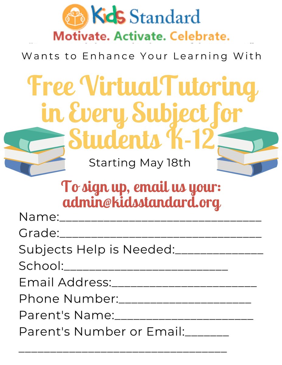 KidsStandard's tweet image. We have over 100 professionals who are welling to devote their time to tutor in many subjects and mentor on zoom .  The is a great opportunity for those who don't have resources and be able to get the help they need.
Please share