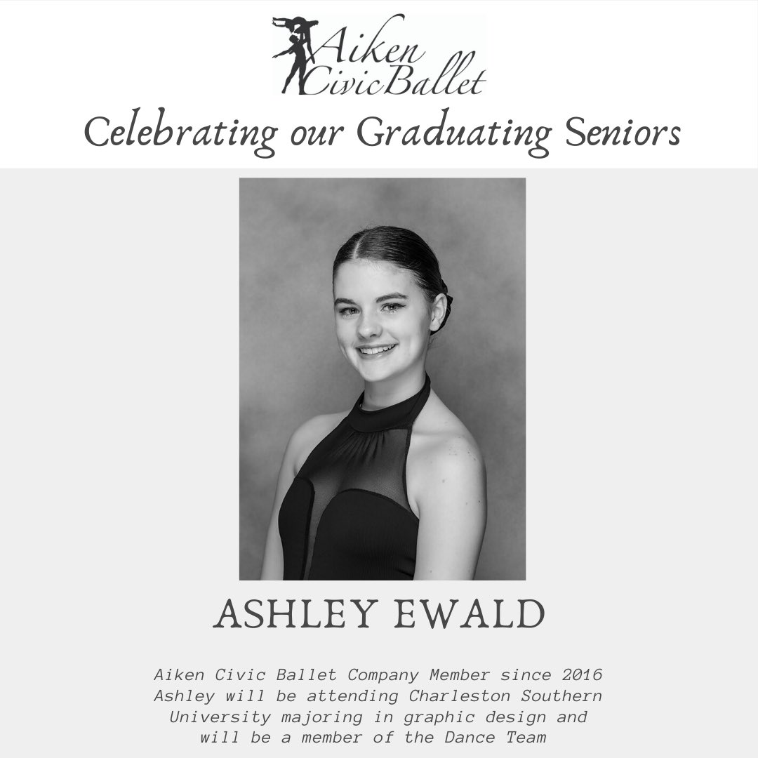 The Aiken Civic Ballet is celebrating our graduating ACB Company seniors! We wish you all the best Ashley!
