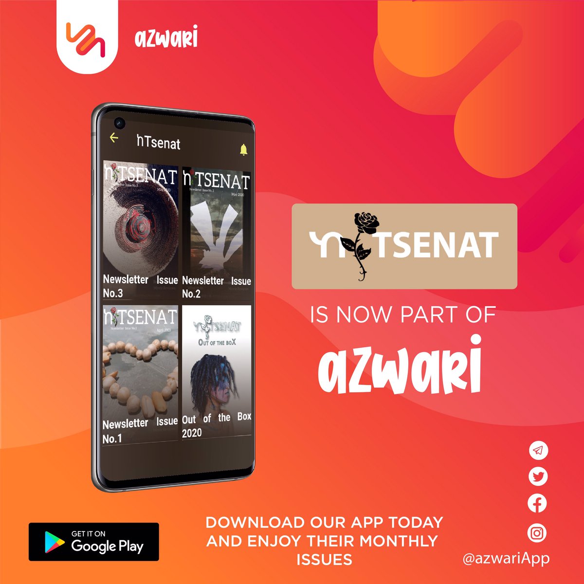 AzwariApp's tweet photo. Enjoy the beautifully crafted @KeTsenatMag on Azwari and stay updated on what’s going on around you.
Download the app and enjoy
https://t.co/WSX5Xd0sES
#Azwariapp #keTsanet #magazines #magazine #fashion #model #magazinecover #photography #art #ethiopia https://t.co/FAx6ylEJyb