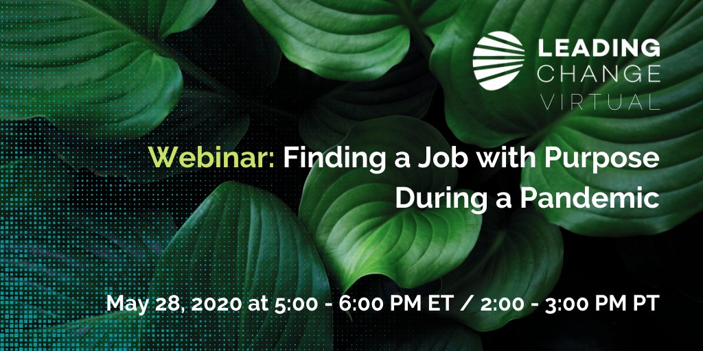 📣Students and recent grads! Join us on May 28 for the first event in our #sustainability career series with #GLOBEVirtual.

Hear firsthand from young people who have faced rough markets or roadblocks on their path to meaningful employment.

Register at: bit.ly/2AttC4P