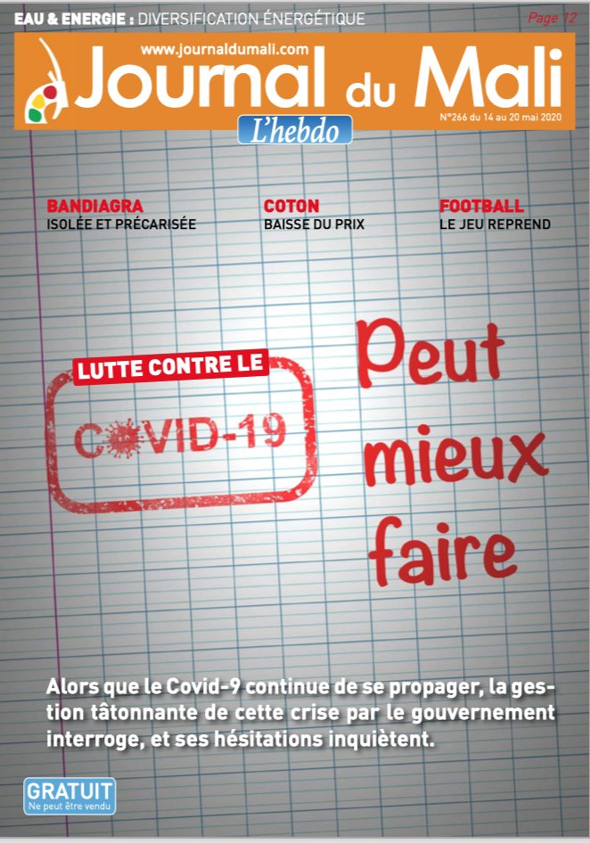 RoboticsDiakite's tweet image. Diakite Robotics souhaite remercier le @JourDuMali pour cette belle apparition dans l&apos;exemplaire N°266 du 14 au 20 mai 2020 !

#DiakiteRobotics #JournalDuMali #Robotique #Robotics #Mécatronique #Mechatronics #Bamako #Mali