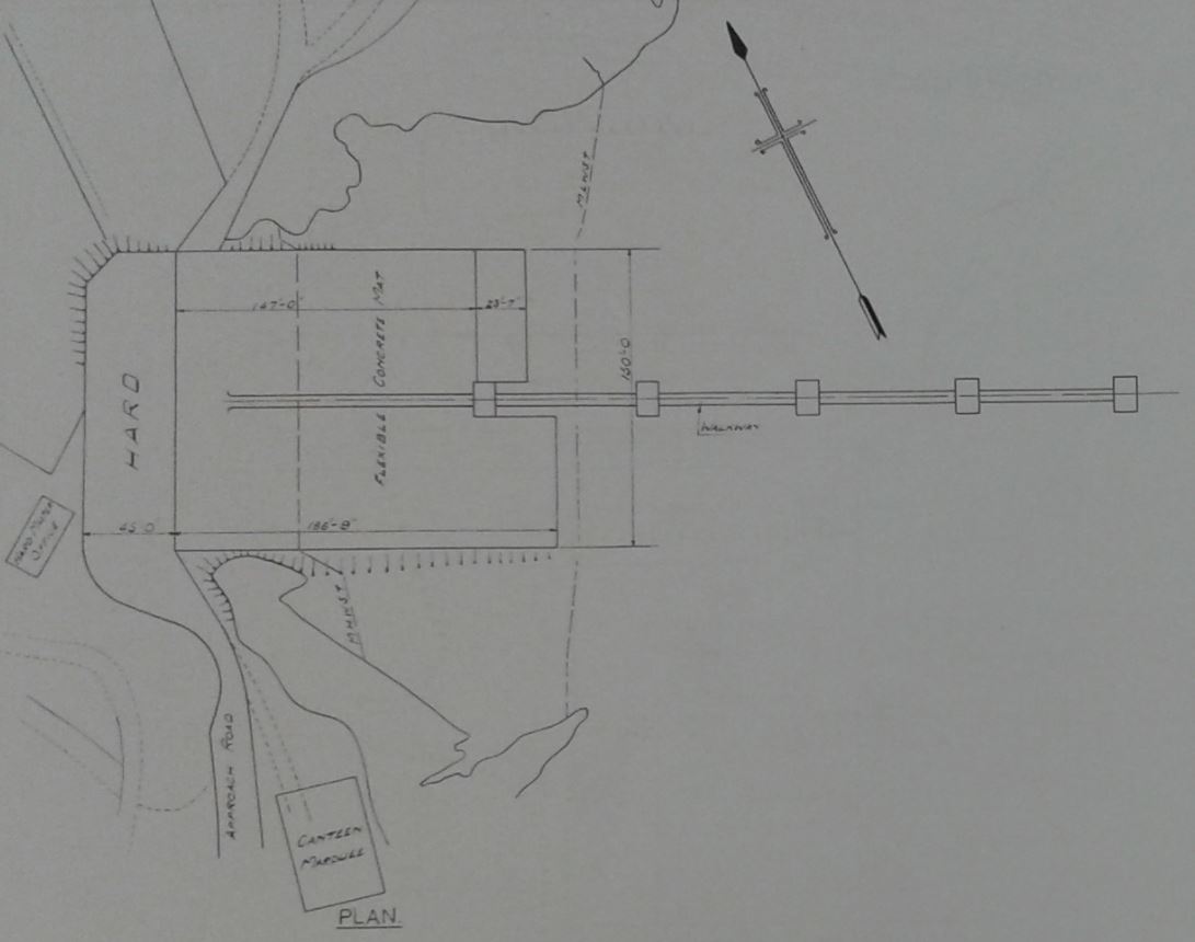 As part of the second round of embarkation hard construction, PH hard (P for Plymouth Command, H for Helford River) was started in November 1942. At its height it employed 79 men and was completed summer 1943. UKHO