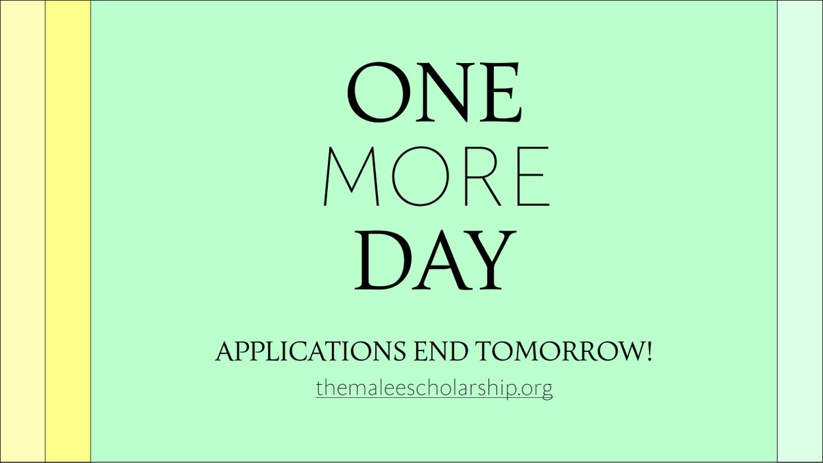Time to make those final portfolio edits and because the deadline to submit is tomorrow! themaleescholarship.org/application