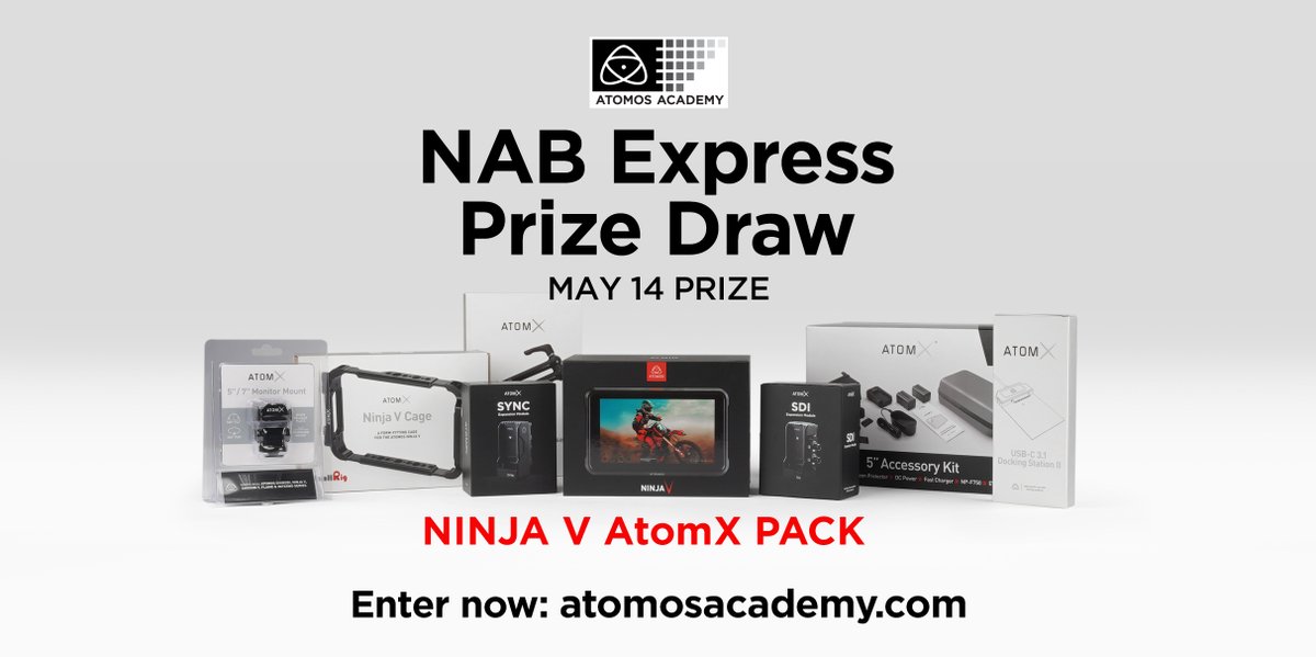 AtomosGlobal's tweet photo. Don't miss our Atomos Academy Prize draw today! Where we're giving you the chance to WIN a NINJA V plus AtomX accessories for your new 5" HDR monitor-recorder! 
Don't miss out! Head over to  https://t.co/E1efb7TYxj to register.

#AtomosAcademy #AtomosKeepCreating #GoGetCreative https://t.co/CMWTCigwCN