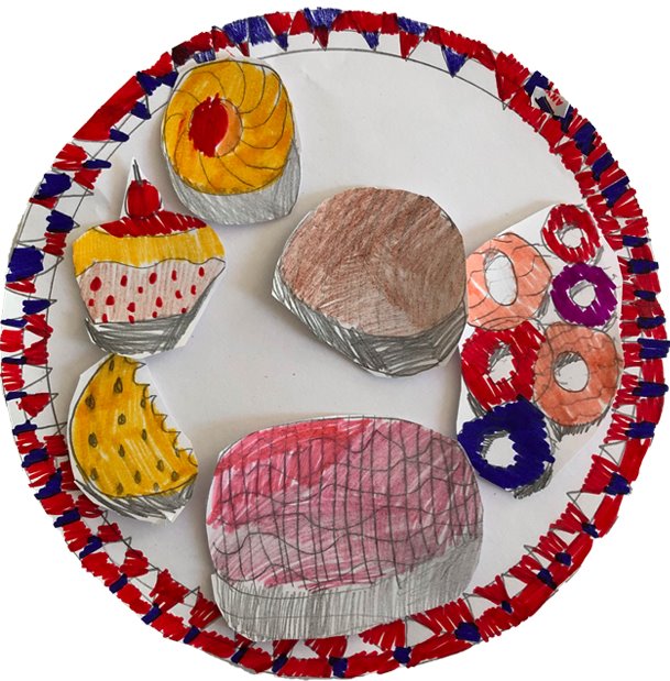 ArtDownsend's tweet photo. It took a bit of time to put together but here is our illustrated @DownsendSchool Street Party table... We'd need a very long table to host this party! Thank you to all the pupils who contributed their plates of delicious looking party food! https://t.co/y3Gh0grZtX