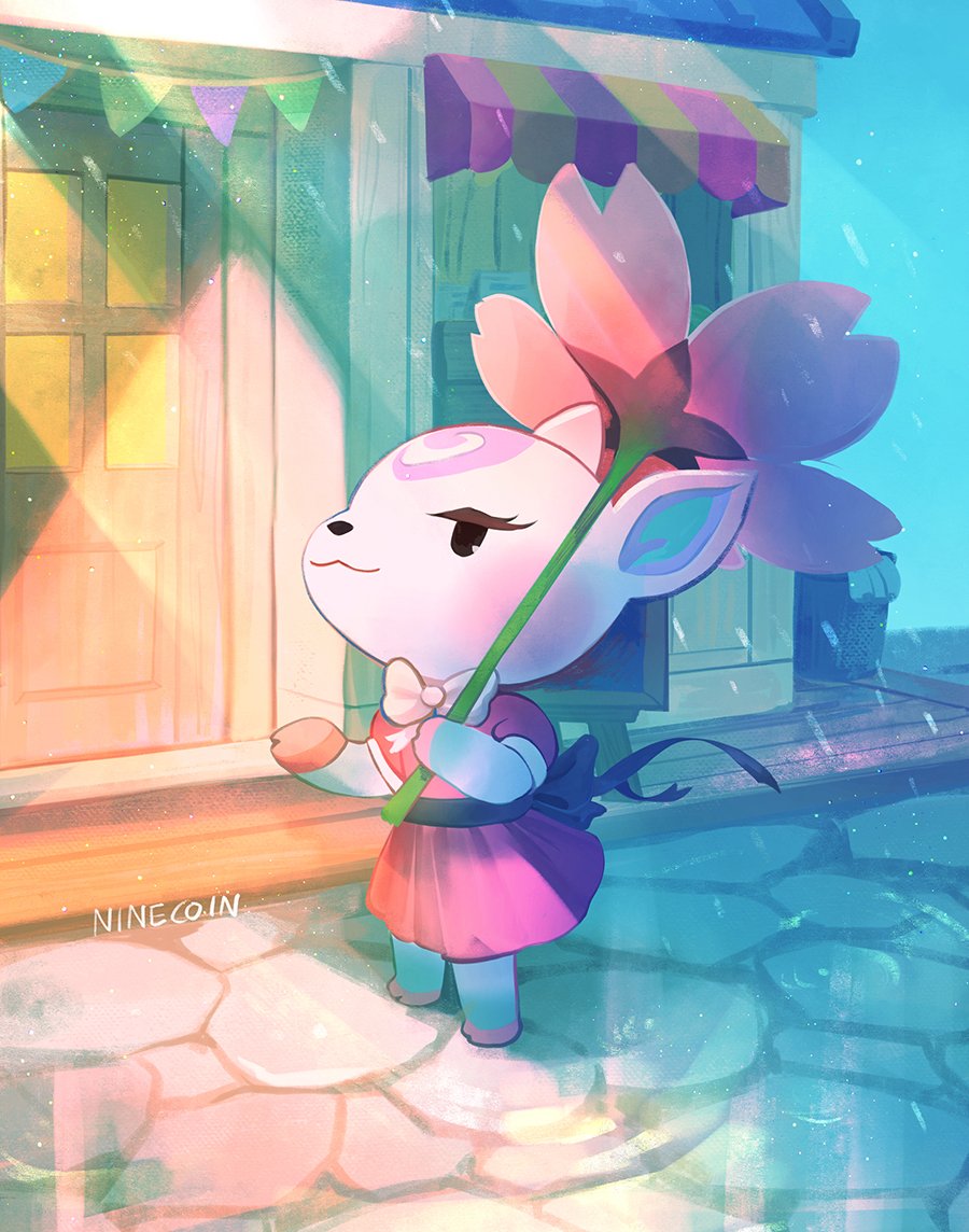벚꽃우산쓴 나탈리 #animalcrossing #동물의숲