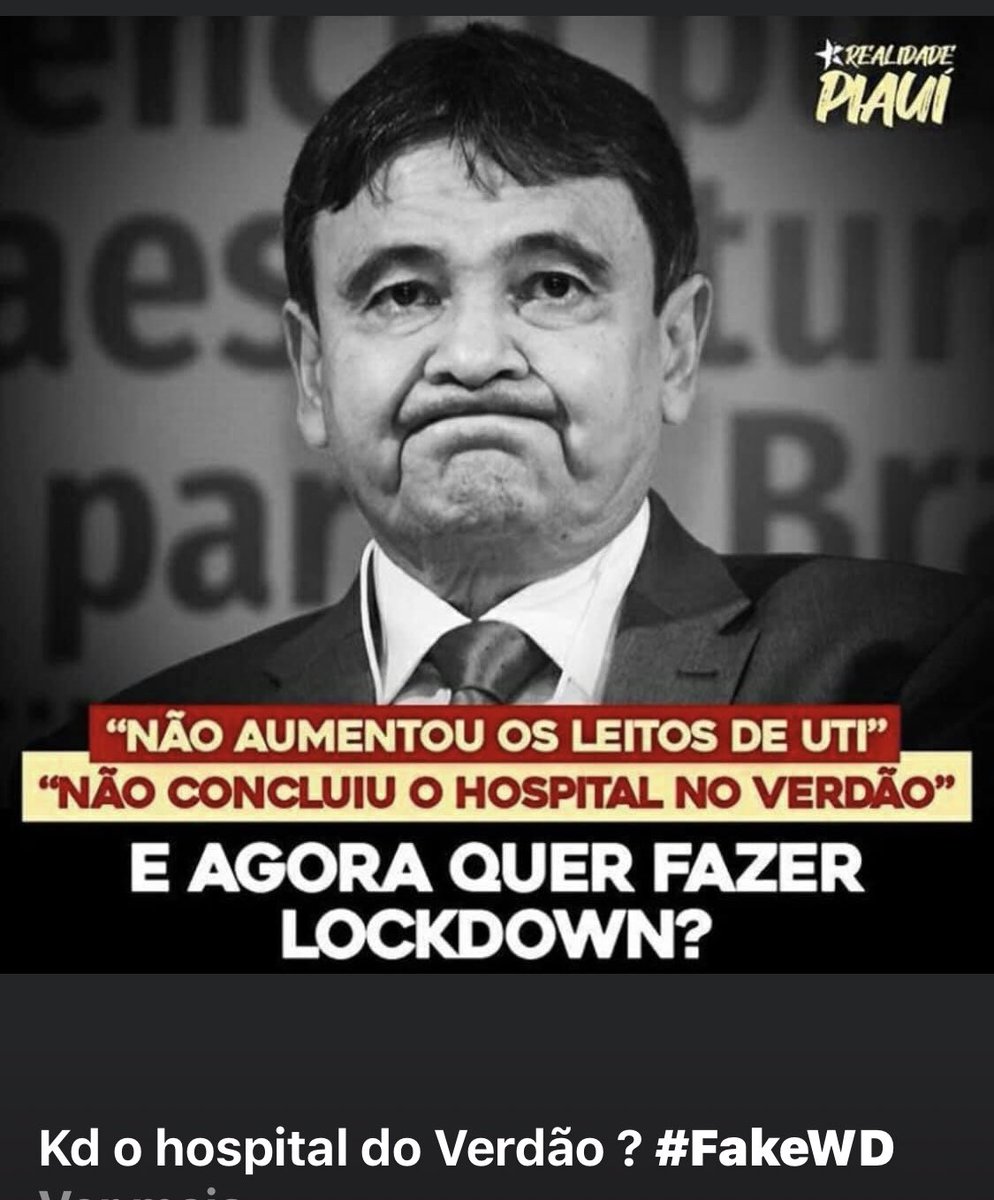 GondimFernanda's tweet photo. O governador do Piauí , recebeu o dinheiro para fazer um hospital de campanha , e até agora , nada ! #FakeNewsWD #ImpeachmentWD https://t.co/aIkBUY0hvl