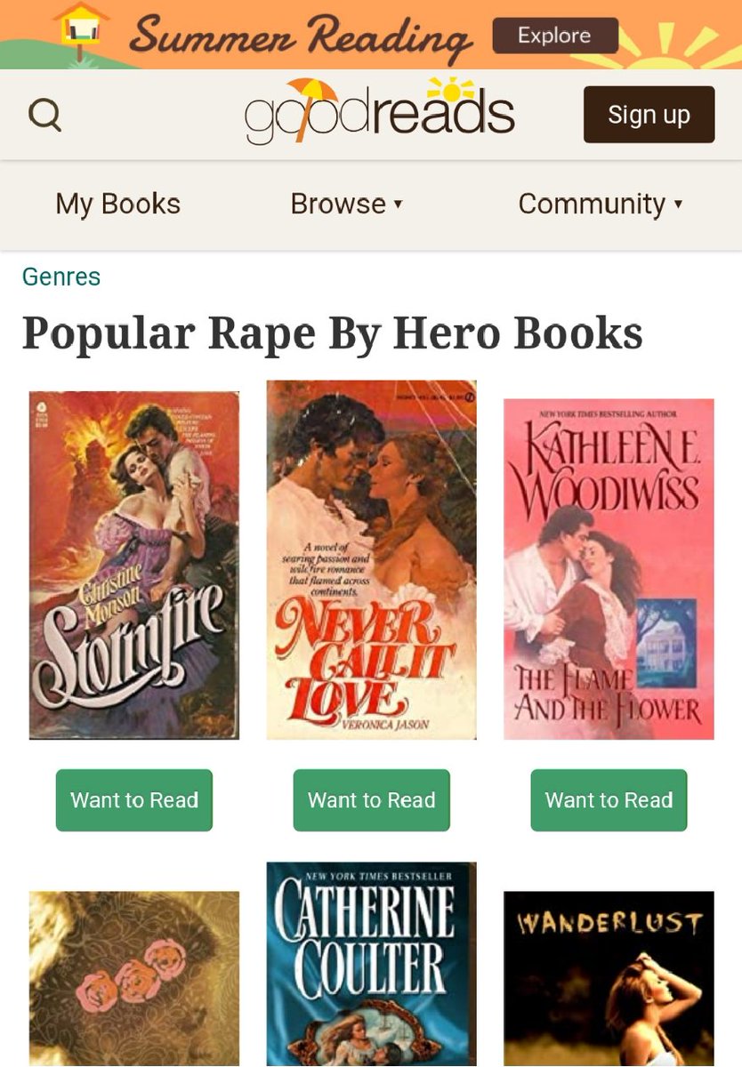 (Marital rape was so often a feature of the romance novels of yore, that  @goodreads somehow now hosts a whole "genre" for 'Popular Marital Rape Books':