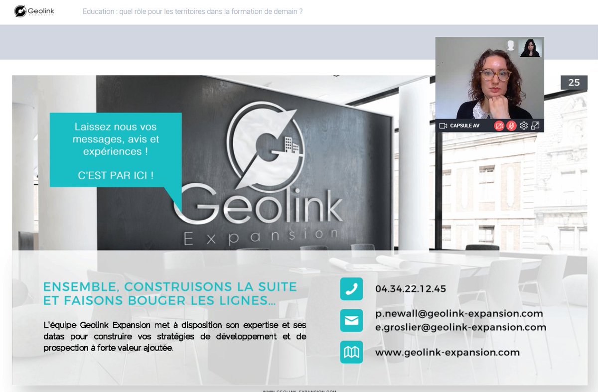 GeolinkFrance's tweet image. Notre #webinar #Education et #formation de demain&quot; vient de s&apos;achever. On vous donne rendez-vous dès la semaine prochaine pour un premier bilan de l&apos;opération #30RDVPOUR repenser le #deveco et, jeudi 28 mai, pour un webinar dédié à la #logistique ! 
cutt.ly/gyQdmbt