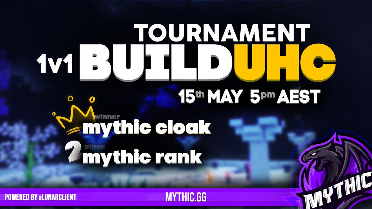 MythicGGNetwork's tweet photo. Update 2... isn't an update??? It's a tournament!

🥇First place will win a Mythic Lunar Cloak
🥈Second place will win a Mythic Rank

We will be giving away 1x Divine Rank for sharing this tweet!

Like, Retweet and Follow to be entered. Good luck! https://t.co/MRJG9OtTDx
