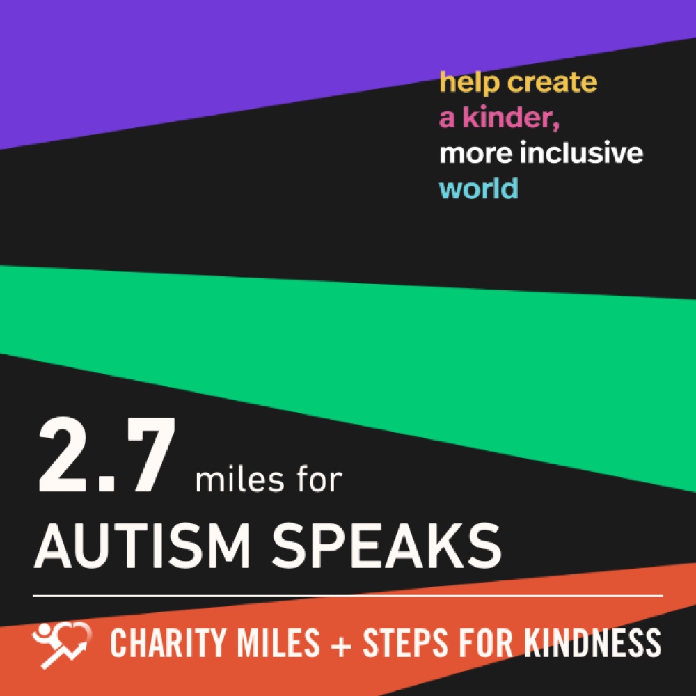 simmo9457's tweet image. 2.7 @CharityMiles for @autismspeaks. #StepsForKindness