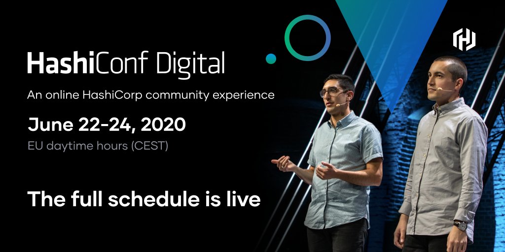 HashiCorp's tweet image. The full schedule for #HashiConf Digital is now online! Discover 25+ keynotes and sessions, 12 product workshops, discussion panels, Q&amp;amp;As, virtual meet-ups, and more. For more info and to register: hashi.co/2T3UO0B