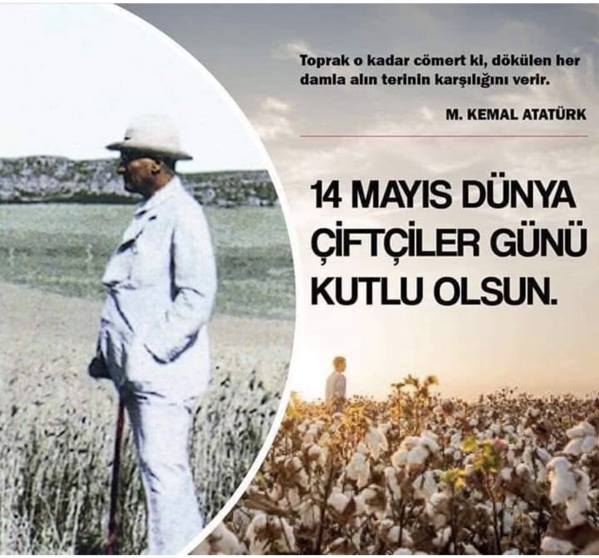 'Toprak o kadar cömert ki, dökülen her damla alın terinin karşılığını verir.'🌍🌳 

#MustafKemalAtatürk
#DünyaToprakGünü #ToprakGünü
#Persembe
#14MayısÇiftçilerGünü Kutlu Olsun