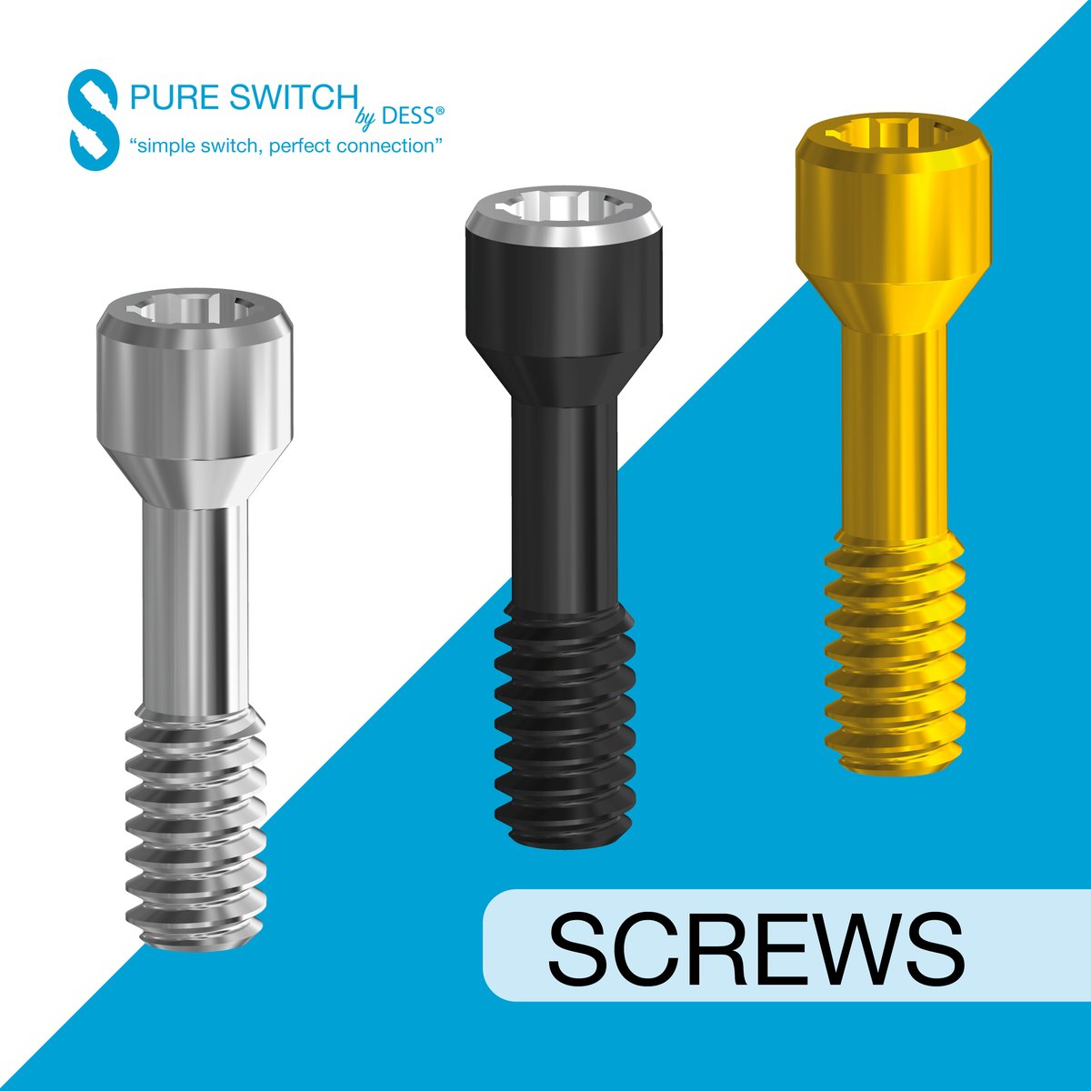 DessDentalSmart's tweet photo. #DESS screws ensure a perfect fit with both the standard accessories as well as with special CAD/CAM systems for structures, bridges and custom abutments. 

They are the representation of our concept “Pure Switch”: our #screws are completely exchangeable with the original ones. https://t.co/dOwrBoyJuu