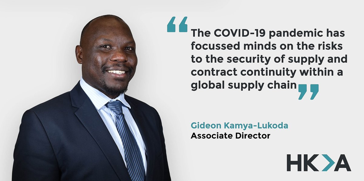 HKAGlobal's tweet photo. Working in the Post COVID-19 World – Contracting for Successful Delivery. HKA’s Gideon Kamya-Lukoda considers the risks to the security of supply and contract continuity within a global supply chain . Read the article in full here: https://t.co/nYe3nJv90Y
#ContractDelivery https://t.co/EAsTynpGb1