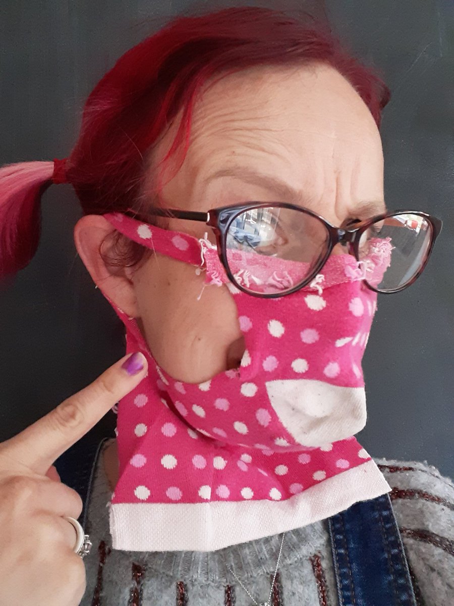 cmouse1980's tweet photo. I tried making this mask. For me it was a #PintrestFail . My kids laughed at me and asked me why I was wearing a sock on my face! https://t.co/fUoIhQ6xnP