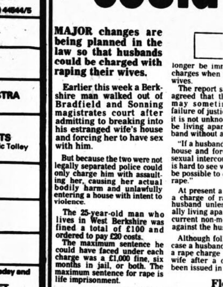 (Marital rape of course something that was not even a crime until 1991 in E&W - this news article from 1981: