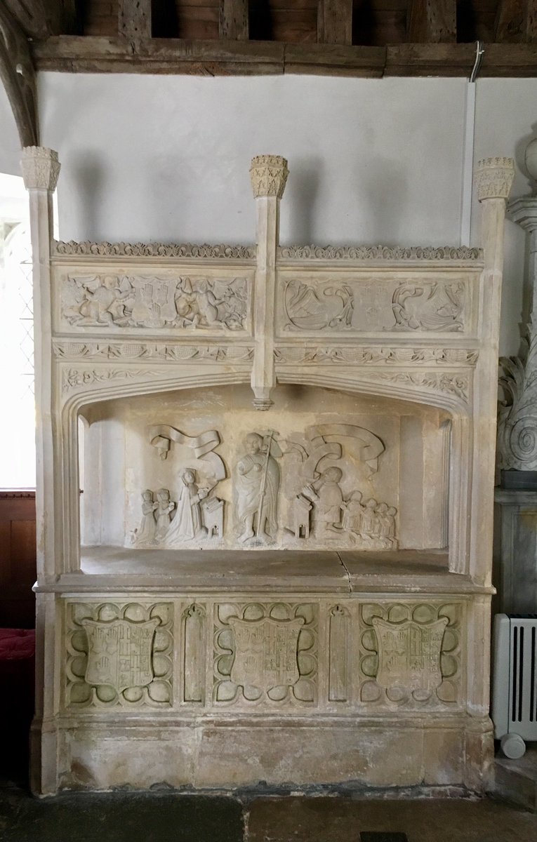 EngChurchPics's tweet photo. St Peter, #Racton, West #Sussex. An aisleless church with a C12 nave and a C13 chancel. It has three nice monuments too. Photos from west to east. What do you think of the paint job on number three? https://t.co/qMFayVctiq