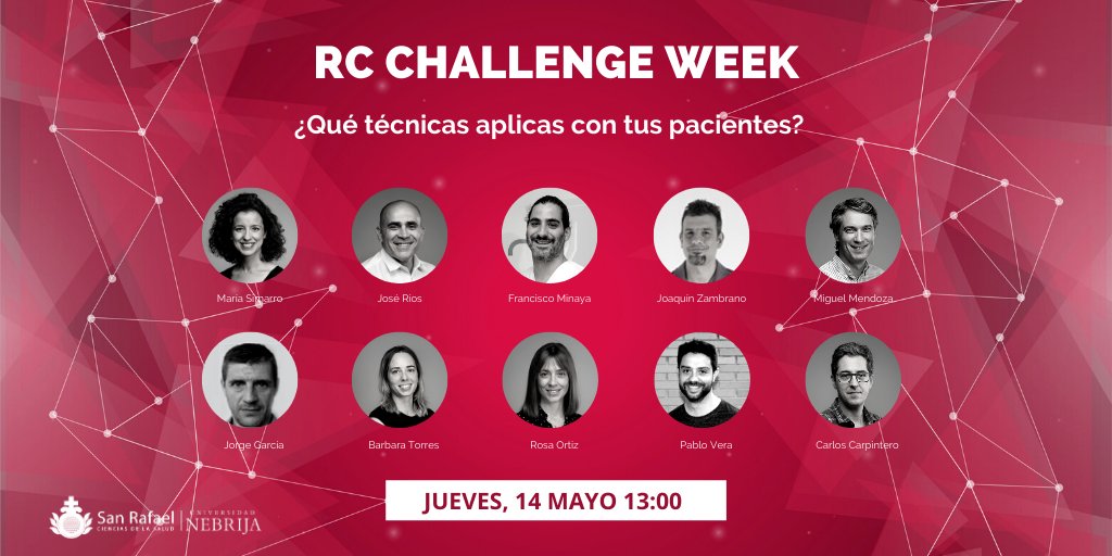 campussanrafael's tweet photo. Hoy termina el #RCChallengeWeek con la charla "¿Qué técnicas aplicas con tus pacientes?"
⏰13h

Será una sesión muy interesante, moderada por Miguel Mendoza y con la participación de varios profesionales de la #fisioterapia👥

Todavía puedes inscribirte https://t.co/llOjsfErpt https://t.co/Aae3laxVZA