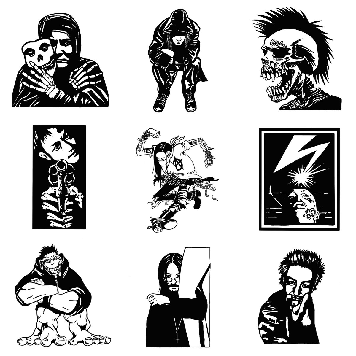 hofman027's tweet photo. OVER KILL 周辺のアーティストを80年代パンク/ハードコアのグラフィックにしました。
#fujitrill #knux #overkill #chemicl #jimmyrotten
#anuvis #youngzetton #ALMARSSS #jindogg #hibridentertainment
#redeye #zerry #SINISTER_XIII https://t.co/uN8LT67TDX