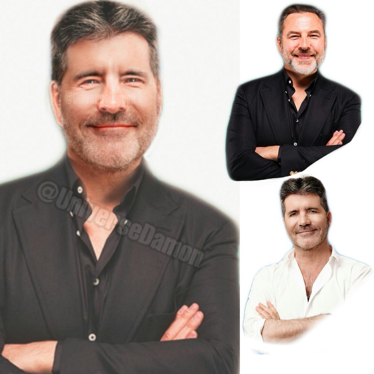 UniverseDamon's tweet photo. A combination of these two. @SimonCowell and @davidwalliams
😦😍 Handsome or Rare ??
(David Cowell 💜 Simon Walliams)
#PhotoDamon #DavidWalliams #SimonCowell #DamonIsReal 💛💙
#Bgt #FanArt https://t.co/flN1YIDyPC
