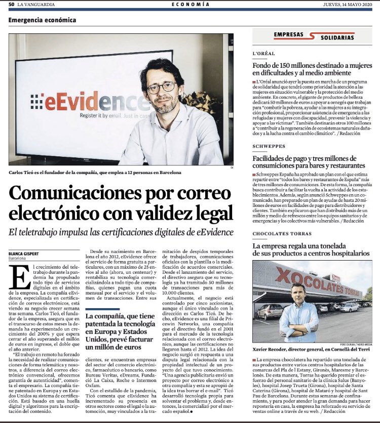 comunicacio10's tweet photo. .@CarlosTicoFarre (CEO @eevidence) a @LaVanguardia! https://t.co/llBpF4yxGC