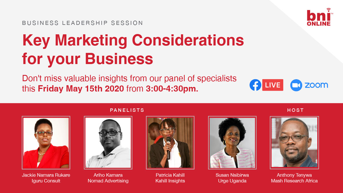 BNI Uganda on X: @JackieNamaraRuk @SueNsibirwa @arihokamara @pkahill will  share insights and tips on marketing for your business tomorrow Friday May  15th 2020 via  Don't miss it!   / X