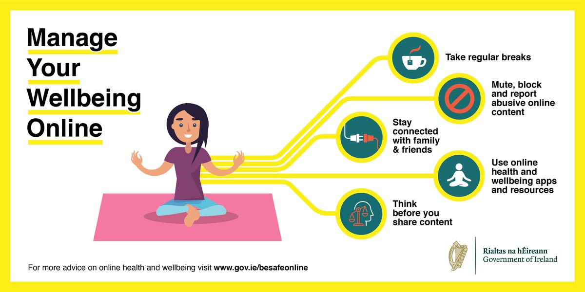 DeptCEE's tweet photo. Protecting our wellbeing is so important as we spend more time online. 

See how you can mind yourself and others at https://t.co/XSV2yRQvv6 

#COVID19Ireland #BeSafeOnline #InThisTogether https://t.co/SNPkJEUH7M