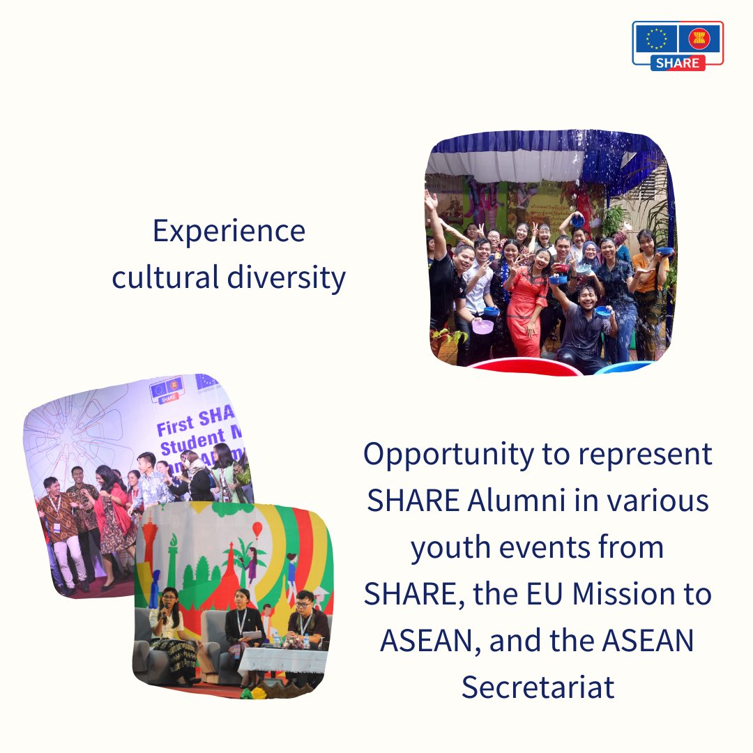 SHAREscholar's tweet photo. Do you know the benefits of being an alumni of the SHARE Scholarship programme? ๐ง
#WeSHARE #SHAREprogramme #SHAREscholarship #SHAREalumni #scholarship #studentmobility #studyinASEAN #MakeASEANyourFuture https://t.co/lnVNavL1Mj