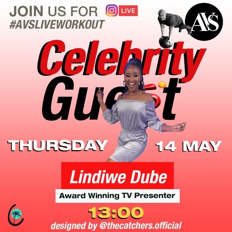 audas_vanschoor's tweet photo. My #CelebrityGuest for  #AvsLiveWorkouts is @LindiweDube 
.
.
Award winning TV Presenter ⭐️
 I know you miss her on #LiveTv 🚨
.
Join us  1pm for your #TrainingDay on IG Live. @avsfitness 
#Lockdown #Celebrity #Lunchtime #FitnessatHome  #WeMissSoccer #StayAtHome  #YouCanJoin https://t.co/v8oGqW6Nal