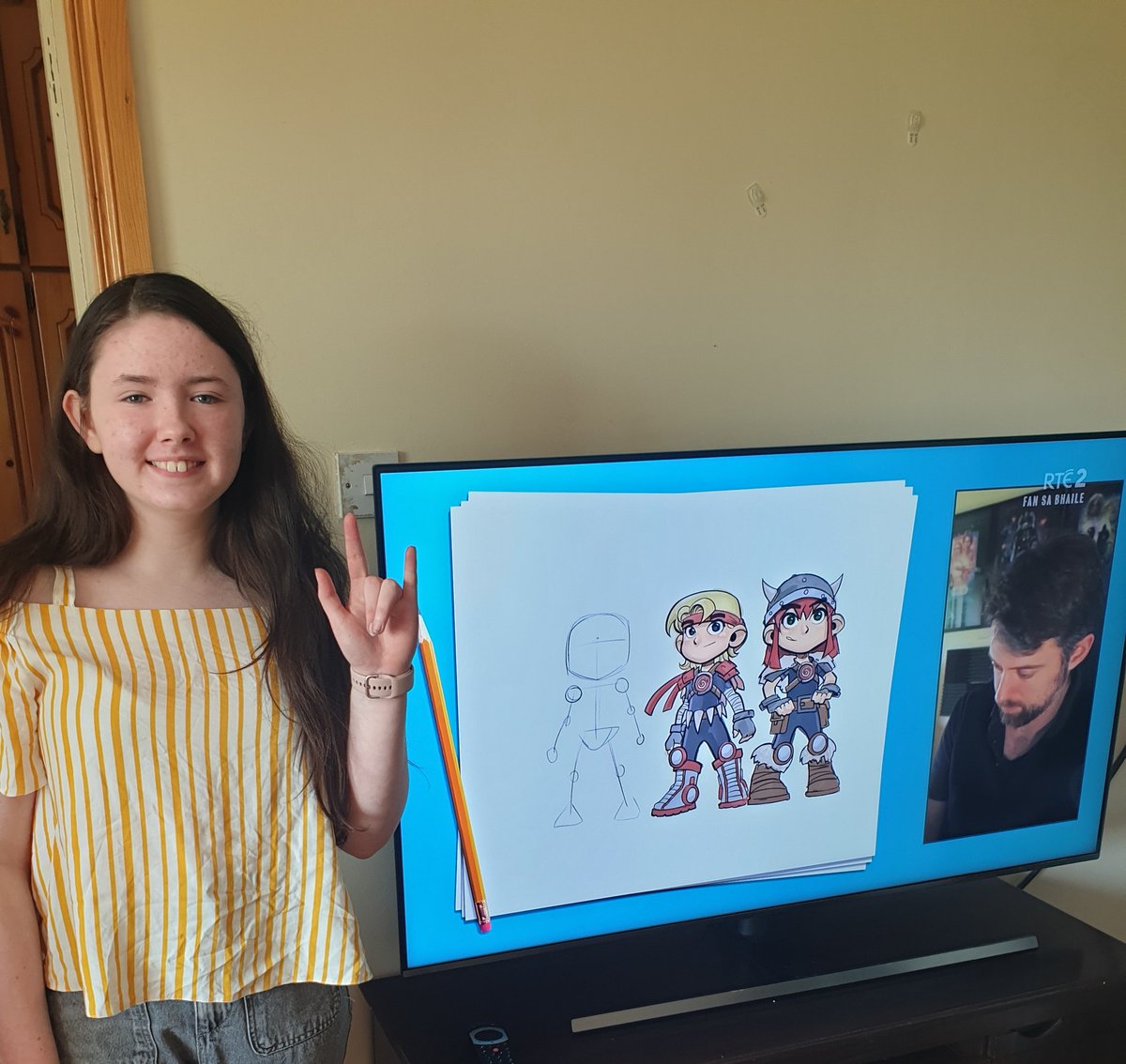 Ournewears's tweet photo. Sarah beyond excited to watch her art on @WillSliney #wewilldraw with homeschool hub !! What a shining moment for her during lockdown https://t.co/108PzrgpZC