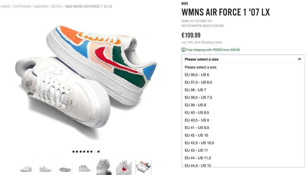 air force 1 tear away colors