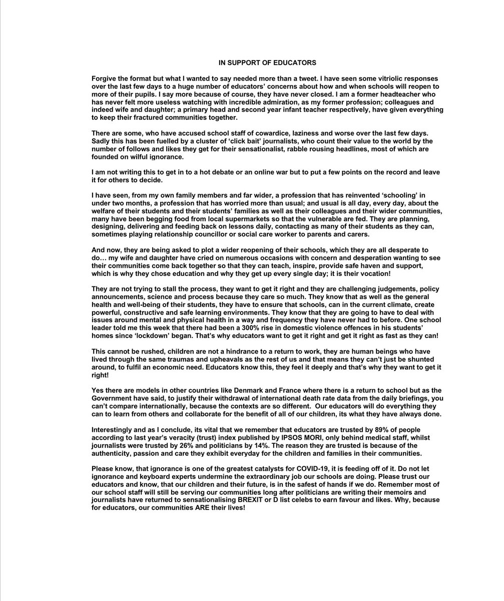 Please forgive the format but what I wanted to say couldn’t be said in a tweet; please, please, please #trust our #educators #edutwitter