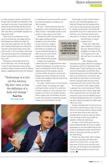 FoxLloydJones's tweet photo. Office developers & landlords are preparing for an adjustment to occupier needs once staff are allowed back to the workplace. Paul Fox gives his thoughts to @insideryorks. Read the full article here… #LeedsProperty #Landlords #OfficeDevelopment #Propertry #FoxLloydJones https://t.co/J3gRxRtnt9