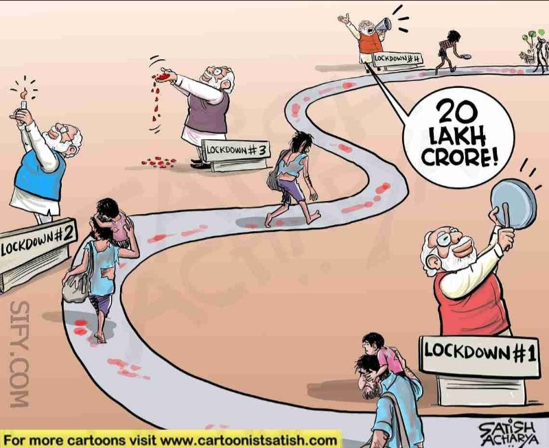 krantikari_yuva's tweet photo. Does the central government ever worry about the workers? While it lectures about grandiose schemes for the workers, in reality it simply leaves them to fend for themselves, thereby 'Aatmnirbhar'. 
#FakeEconomicPackage
#WorkersLeftToDie https://t.co/WYQ38VRC8g