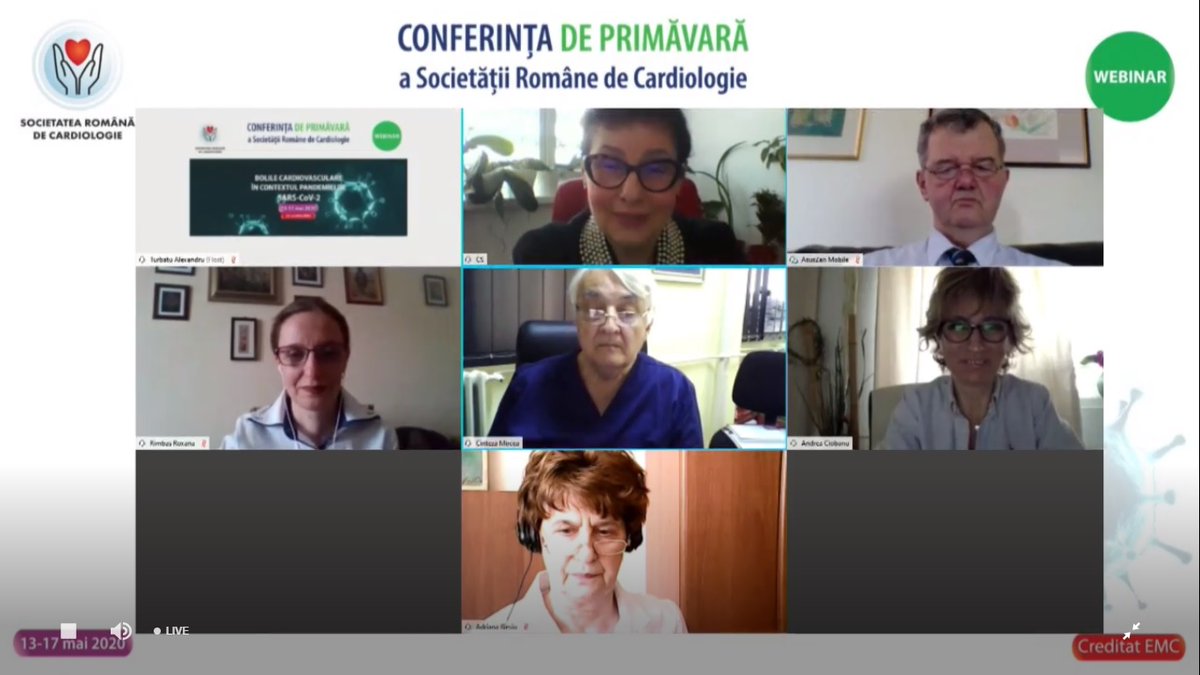 SRCCardio's tweet photo. AFECTAREA CARDIOVASCULARĂ ÎN #COVID19 ~ Moderatori Dr. M. Cinteză, Dr. C. Sinescu ~ Invitati Dr. A. Ciobanu, Dr.R. Rimbaş, Dr.R. Ciudin, Dr. A. Ilieşiu ~ Conferinta de Primavara 2020 ~ https://t.co/Aoqh1enqyw ~ #CNP #GL2020 #ROCardio  @ESCardioNews https://t.co/TsQPrYuBkw
