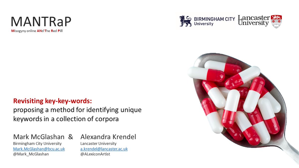 Preparations are underway for our first online conference! At <a href="/ConfDisc/">Corpora & Discourse Conference</a> this year, <a href="/Mark_McGlashan/">Mark McGlashan</a> and <a href="/ALexiconArtist/">Dr Alexandra K</a> will outline the latest work by MANTRaP on the language of the manosphere 1/3

#CADS2020