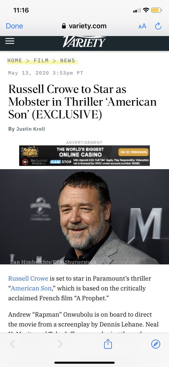 RealRapman's tweet photo. 🥳 The first CONFIRMED cast member of of my new movie ‘American Son’ is the SUPER talented Russell Crowe!! 😎🙌🏾 https://t.co/giVpiUsyo7