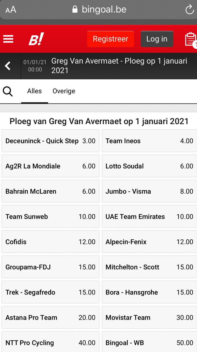 KevinLaurier's tweet photo. Bij welke ploeg zal Greg volgend seizoen rijden?🤔 #bingoal #greg #vanavermaet #transfer #newteam #oddsrequest https://t.co/rxkHyyCDMN