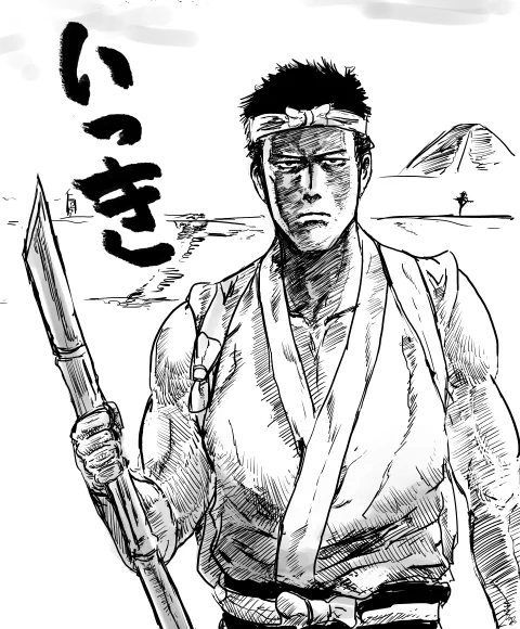 竹槍を持ち、単身で一揆を起こさんとする社築

#社築納品物 