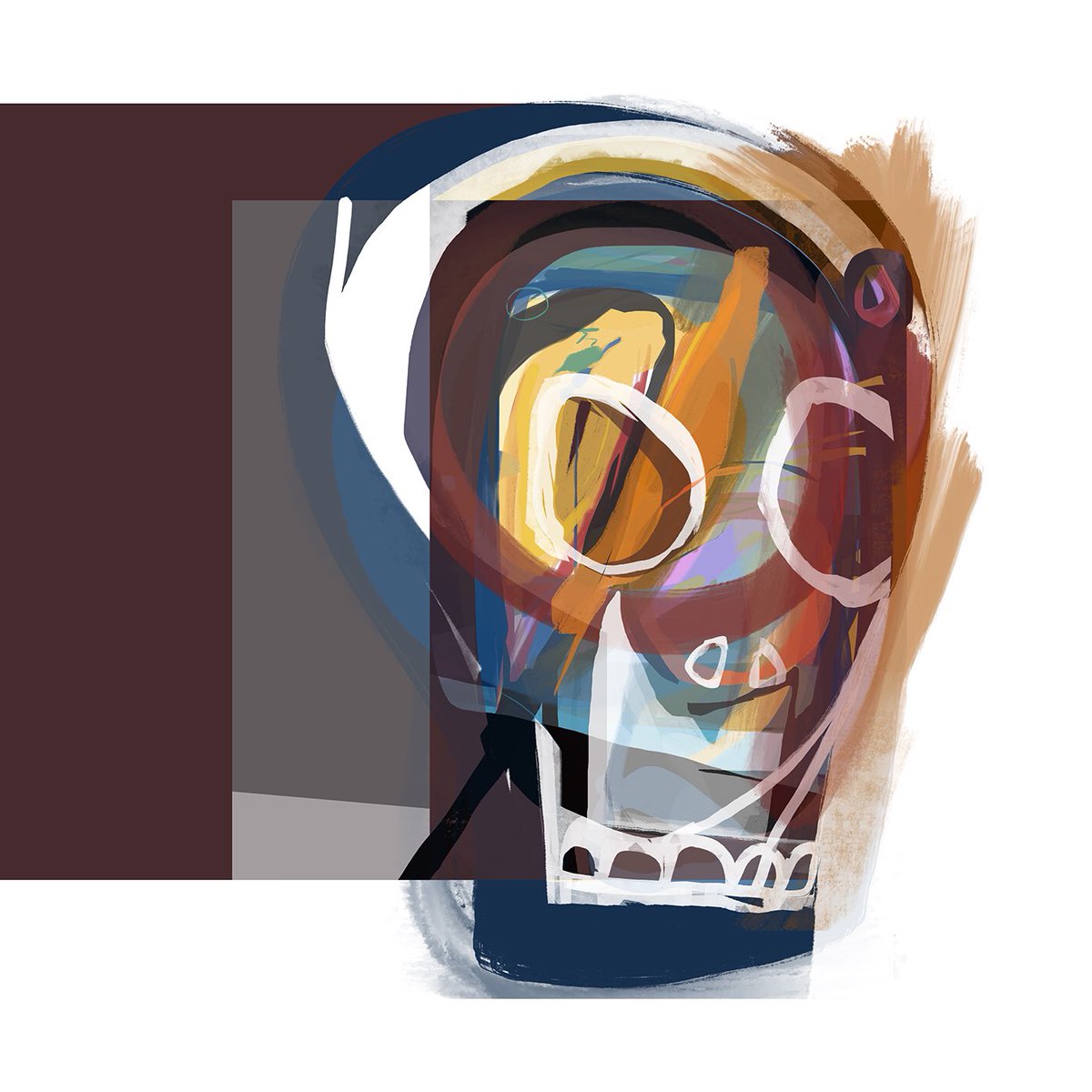interpab's tweet photo. Bit more added to my pic, sorry it’s a bit grim but there’s stuff going on in my head. Strange times... #art #artist #abstractart #abstractartist #skull #skullpic #colourful #colour #modernart #digitalart #workinprogress #modernlife #mind #metalhealth https://t.co/CbAuSw7Wbr