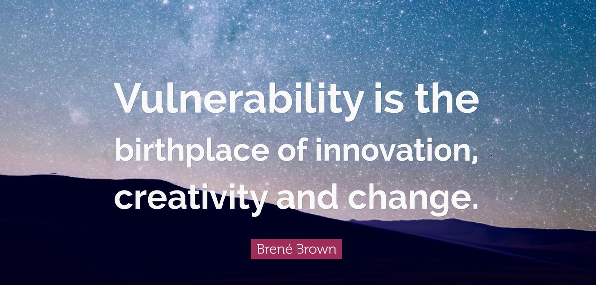 Today's inspirational quote comes from the brilliant Brené Brown. As the current events are probably making us all feel quite vulnerable, this quote reminds us that it is okay feeling vulnerable as it is the starting point for innovation, creativity and change💜🌟