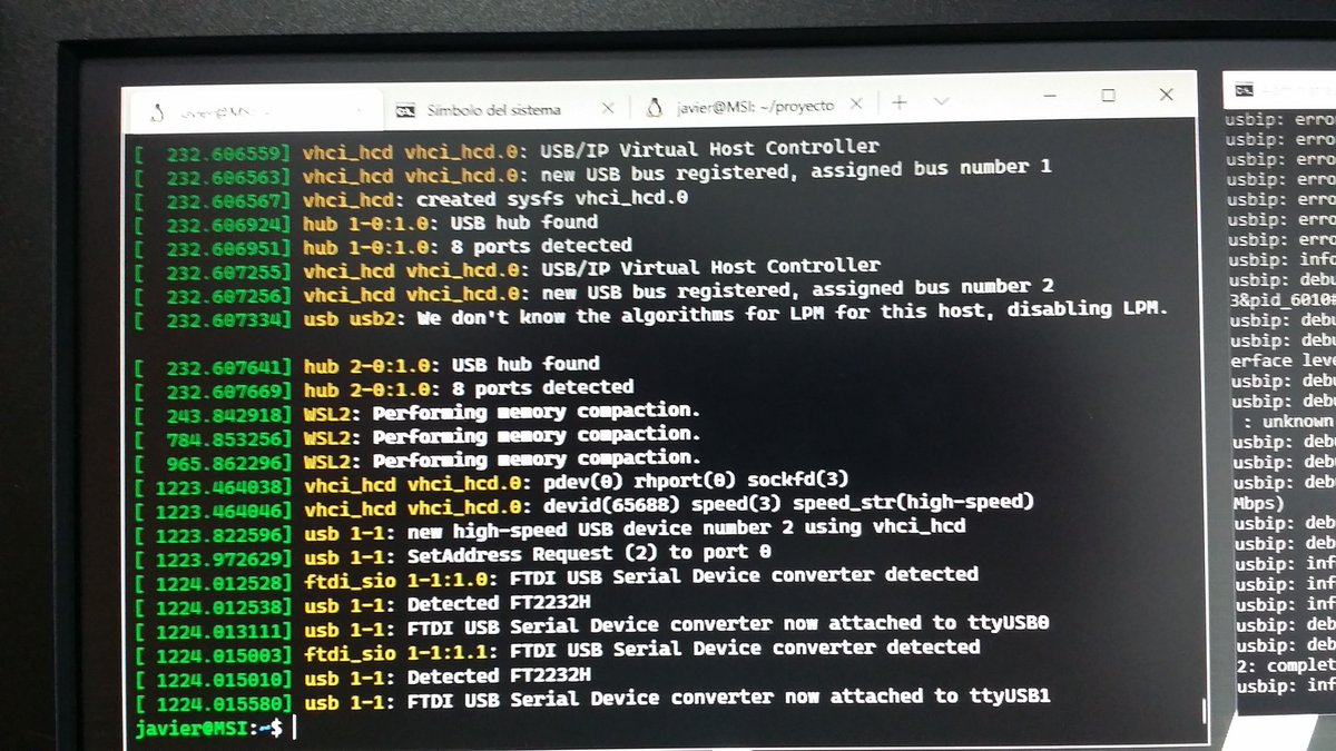 RndMnkIII's tweet photo. Next goal accomplished in #WSL2 : add support for USB devices using #USBIP and recompiling Linux kernel to add usb support with external modules (*.ko). In the end I could to use the iceprog tool to program the #Icebreaker (#iCE40UP5k) FPGA with a #nmigen blink example: https://t.co/KNAqt2qLZg