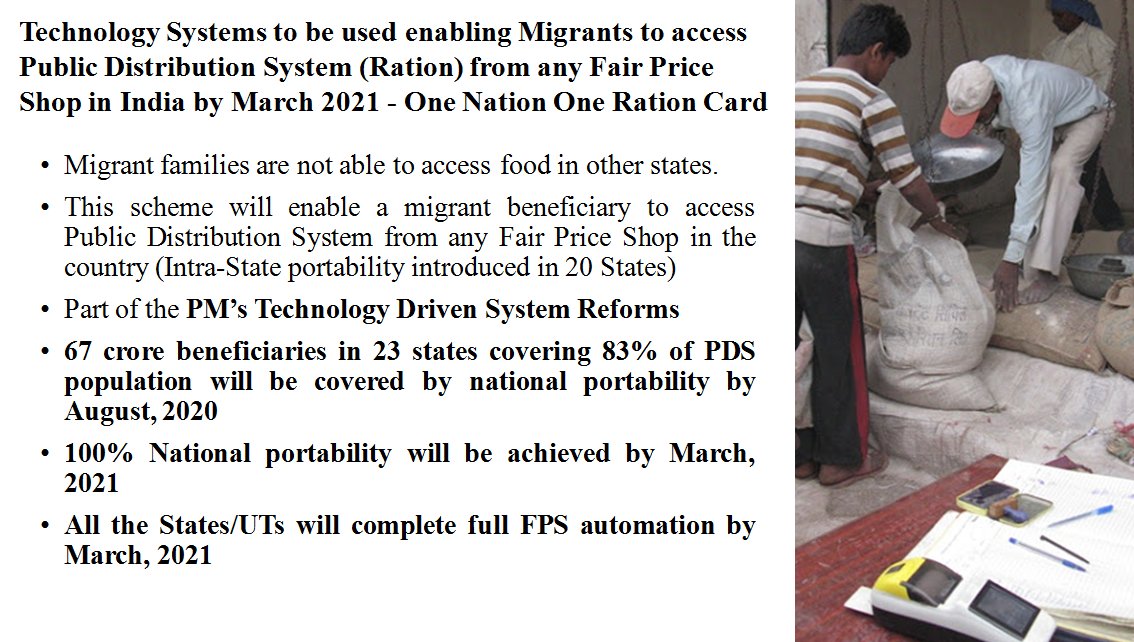 PIB_India's tweet photo. 'One Nation One Ration Card' by March 2021
#AatmaNirbharBharatPackage https://t.co/3QiezlPBgr