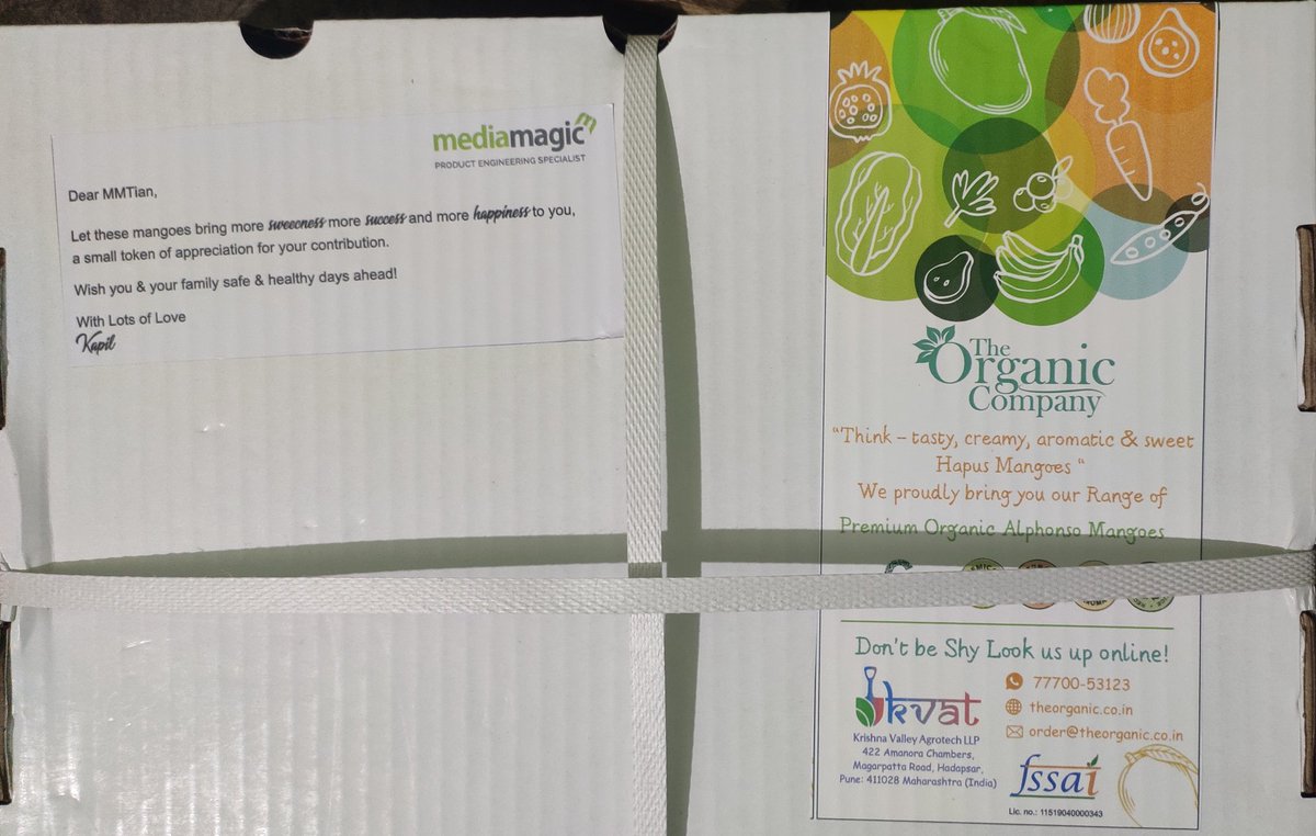 jithin_nair_JGN's tweet photo. A surprise gift from @mediamagictech to all it's employees.  Amid lockdown, such a gesture is heart-touching😍😍
Thank you MMT. 
#mangoes 
#gifts https://t.co/dguu2F0QAj