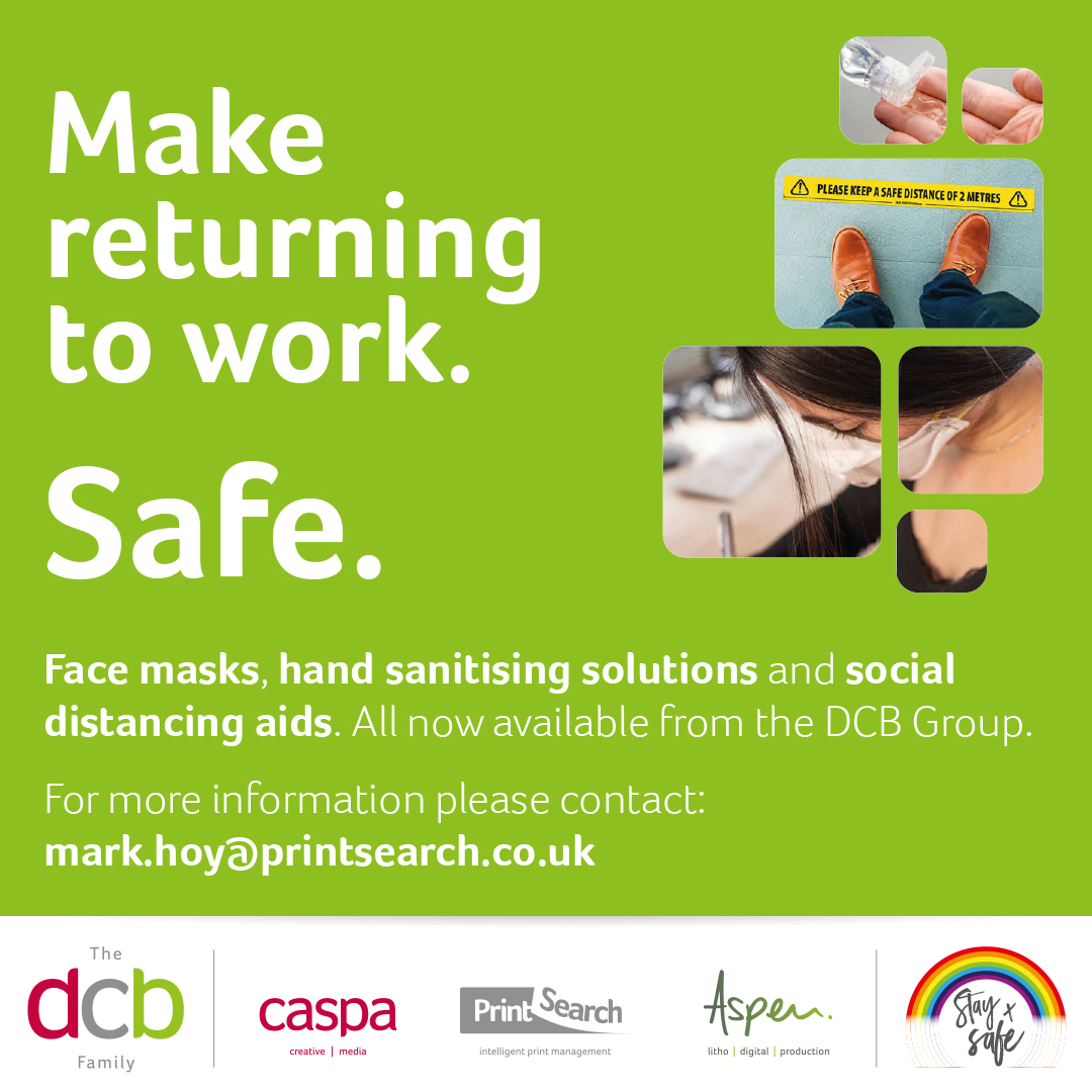 printsearch's tweet photo. Make returning to work safe. Face masks, hand sanitising solutions and social distancing aids. All now available from the DCB Group. Contact mark.hoy@printsearch.co.uk for more information.
#staysafe #handsanitisers #socialdistancing #coronavirus https://t.co/6KapjncIUV