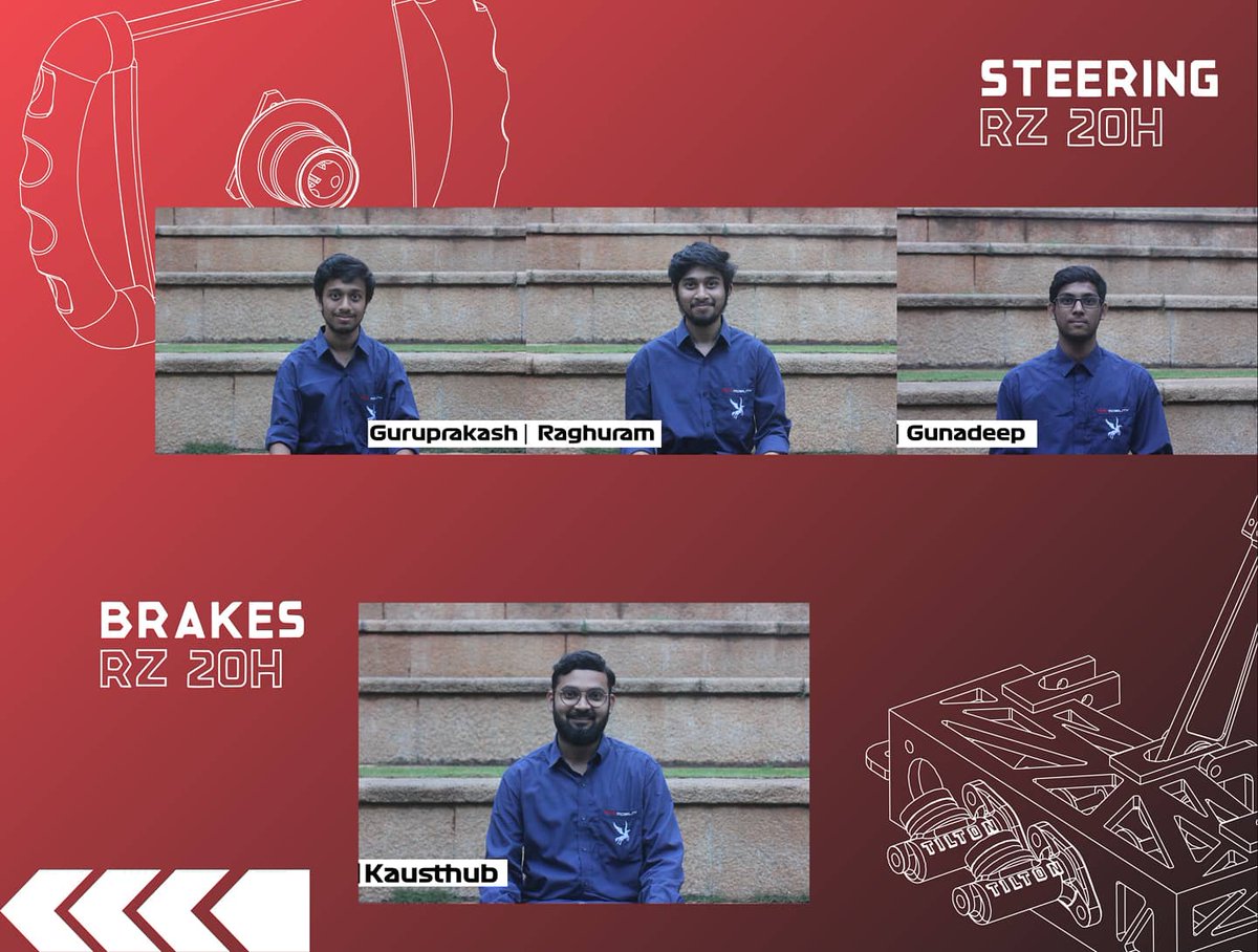 We like to call it, 'The art of balancing compromises'
Right from the tyre composition, engineering parameters to the driver engagement.

Allow us to introduce the chassis, suspension, steering and brakes divisions!

#vehicledynamics #fsae #formulastudent #becauseracecar
