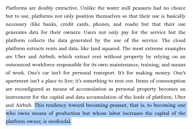 I really like Dean generally but I honestly think that this is too whooley. I think "neofeudal" is a fine rhetorical argument but what we are talking about here is zero hour contracts and a second-level of abstraction of the sale of labour power. does that make it feudal?