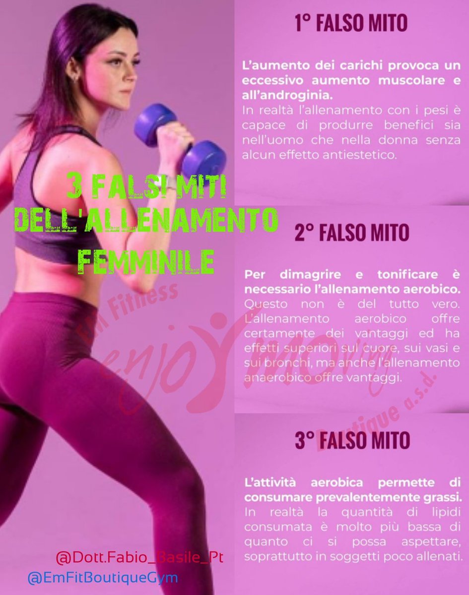EnjoyMoving's tweet photo. 3falsi miti dell'allenamento al femminile..

#personaltrainer #bodybuilding   #naturalbodybuilding #fitnessinfluencer #lovegym #fitnessconsultant #stamina #follow #balance #core #yourpersonaltrainer #followme #diet #Nutrition #neat #hiit #liss #cut #aerobics #cardio #aerobic https://t.co/mwQtW3DyKP